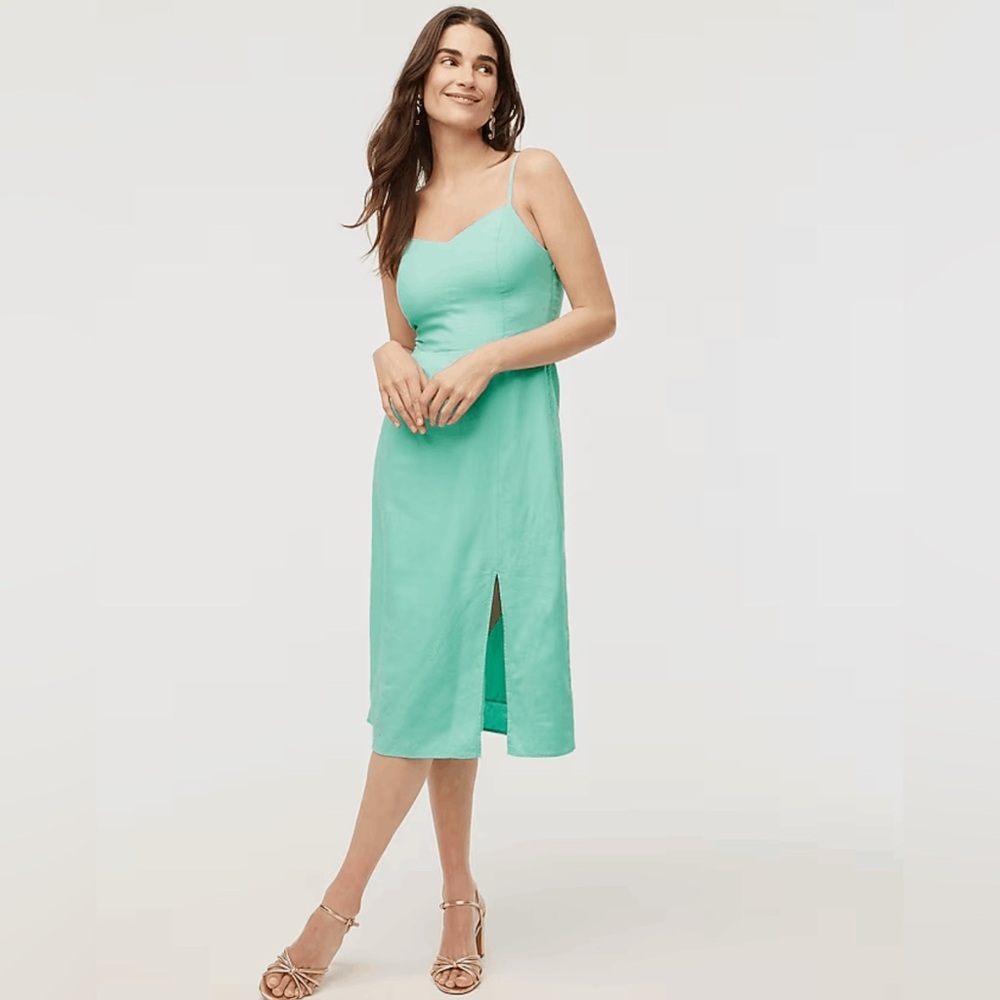 🍵NWT🍵JCrew Linen blend slip midi dress